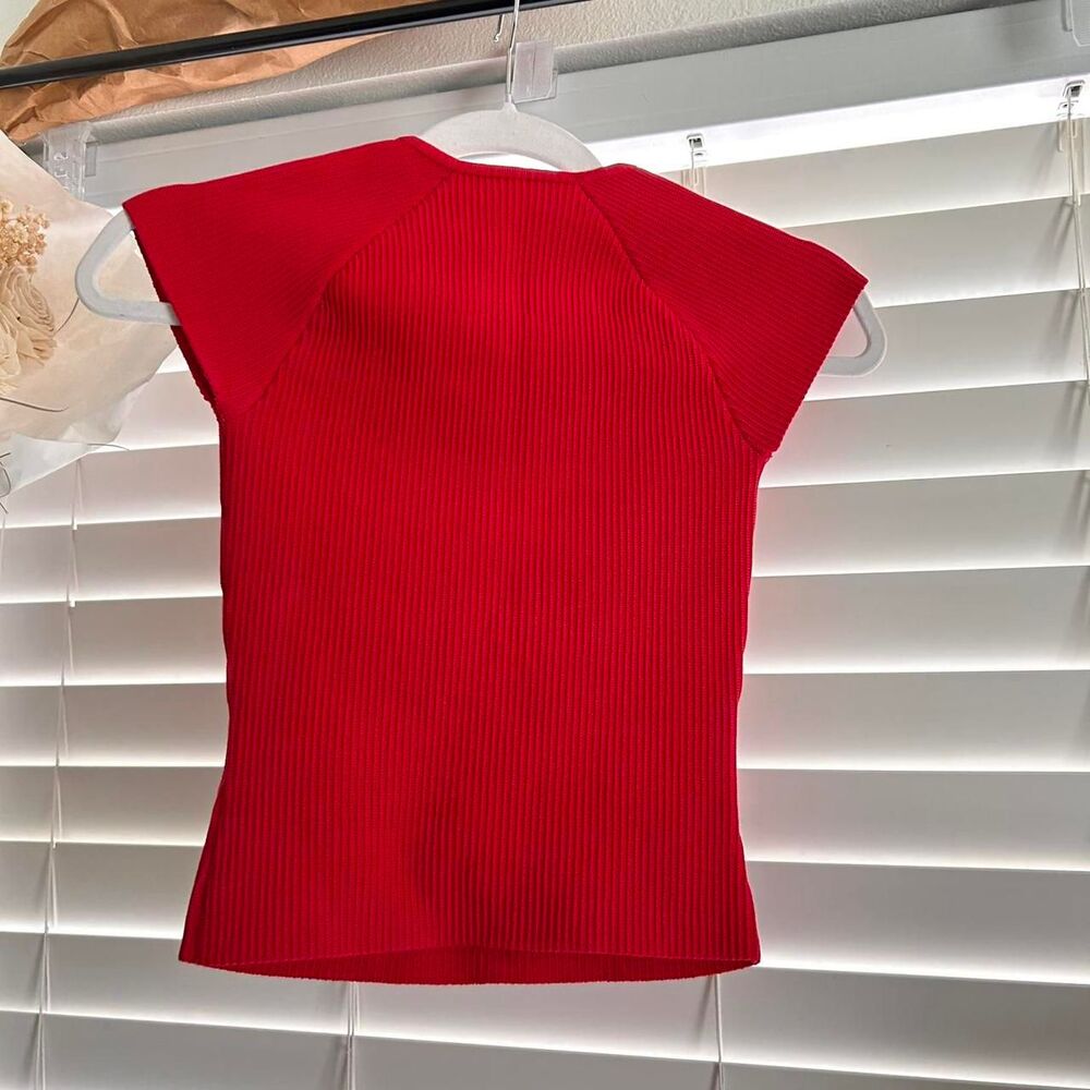 Aritzia babaton red Sculpt Knit Prado Sweetheart neckline Top XS - Picture 4 of 6